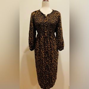 Terra & Sky, 1X, Cheetah Print, Button Down Midi Dress - EUC